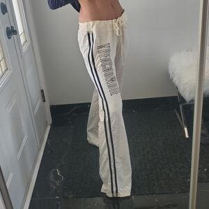 90s Abercrombie & Fitch Cream Wide Leg Track Pants Sweatpants M